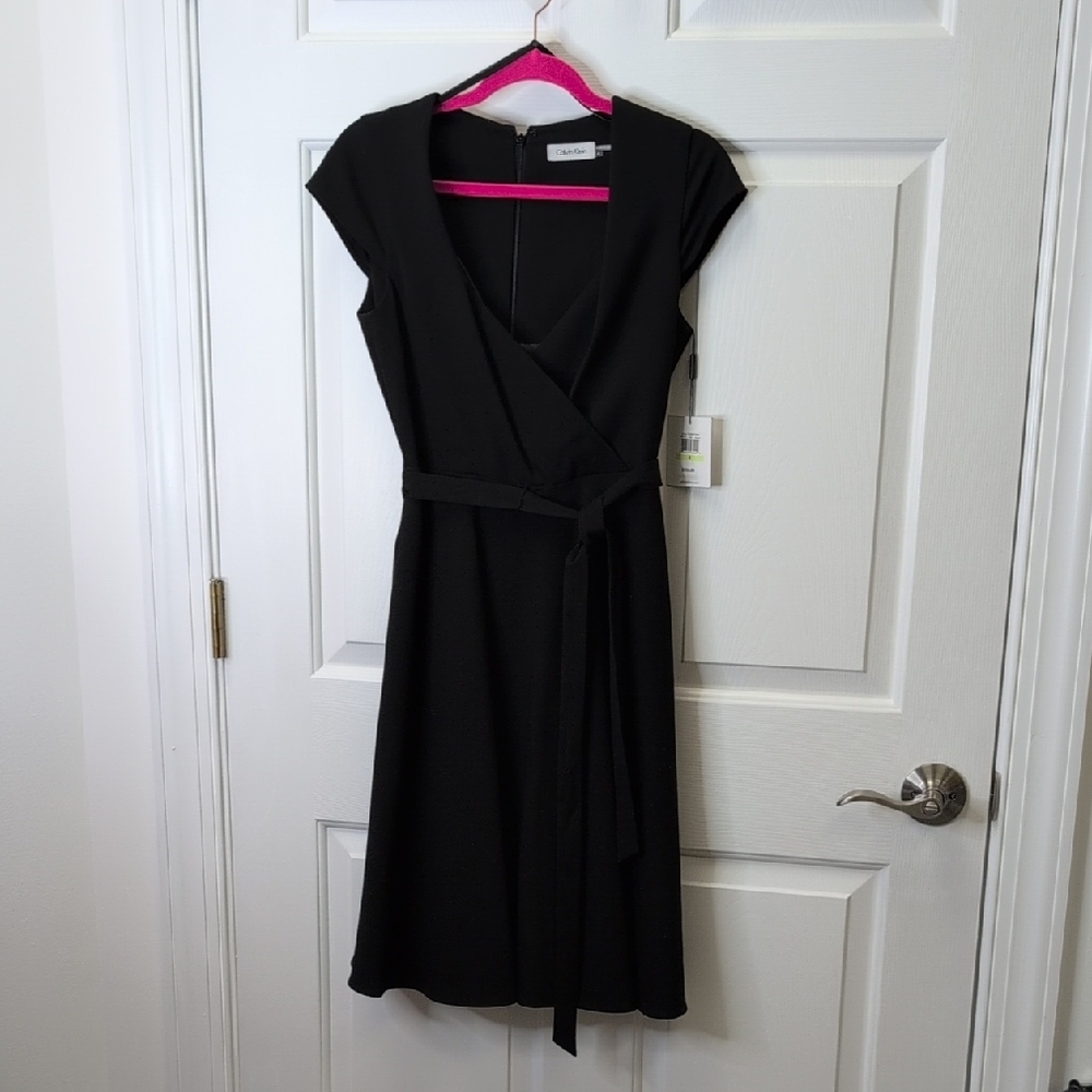 Calvin Klein Black A-Line Midi Dress